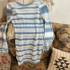 Amazon Blue and Cream Crew Neck Striped Sweater